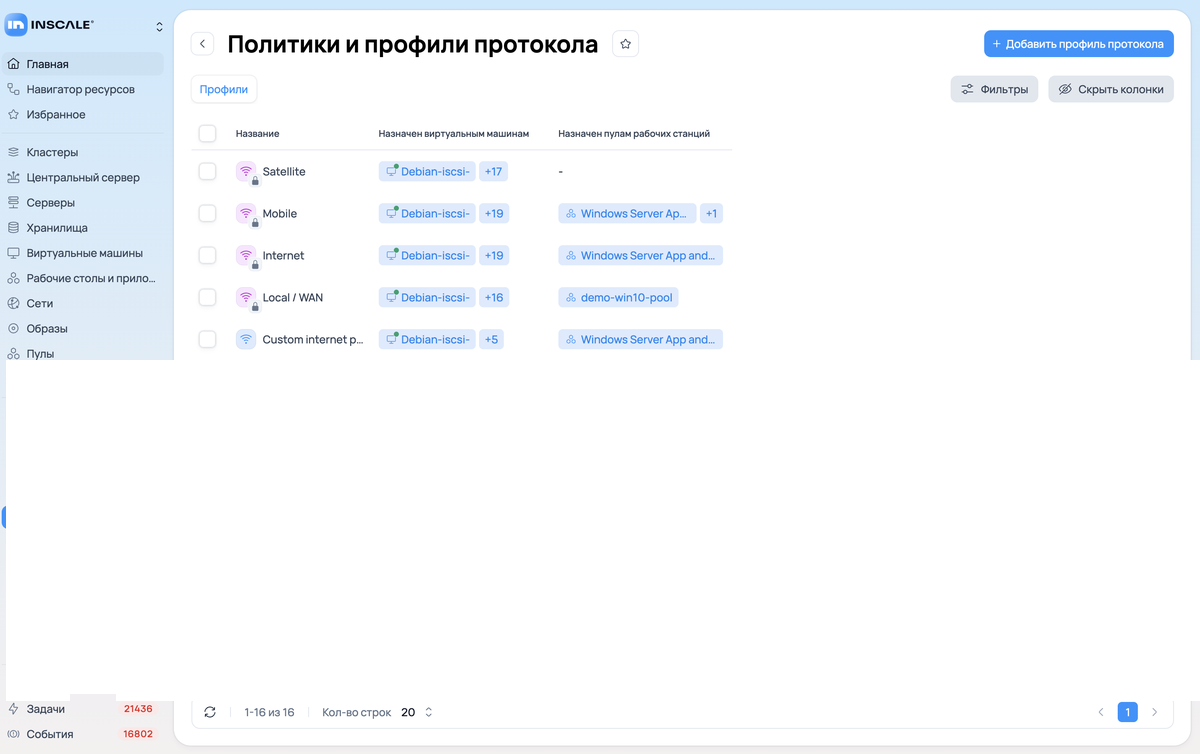 Список профилей протокола SSAP